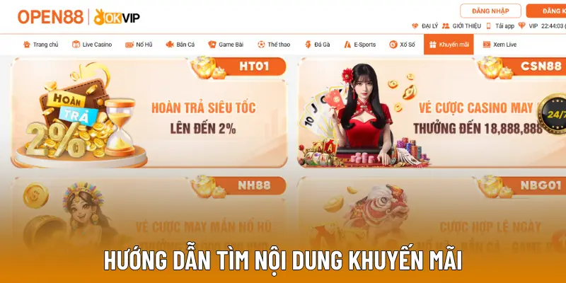 Hướng dẫn tìm nội dung khuyến mãi